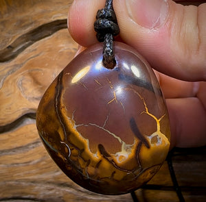 43 x 37mm - Drilled Boulder Opal Pendant w/ Eco Friendly Vegan Cord