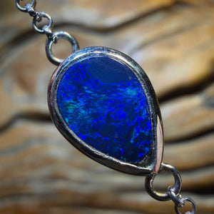 HDW Sterling Silver - Lightning Ridge Doublet Opal Bracelet