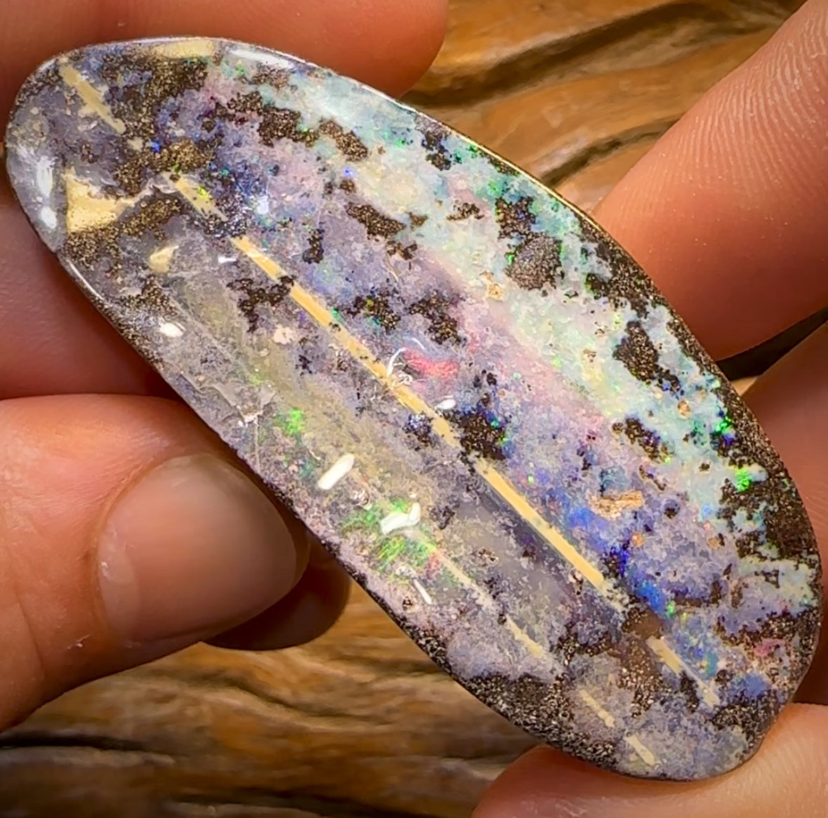 272.1cts - Very Large Queensland Boulder Seam Opal. Amazing Landscape with Multicolours!