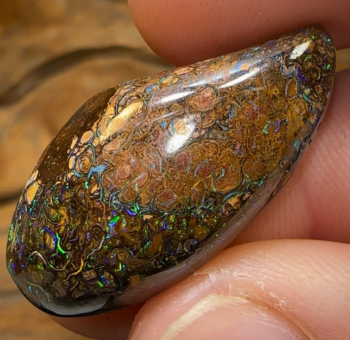35.8cts - Yowah Boulder Opal. Tribal Pattern Australian Opal - Opal Whisperers