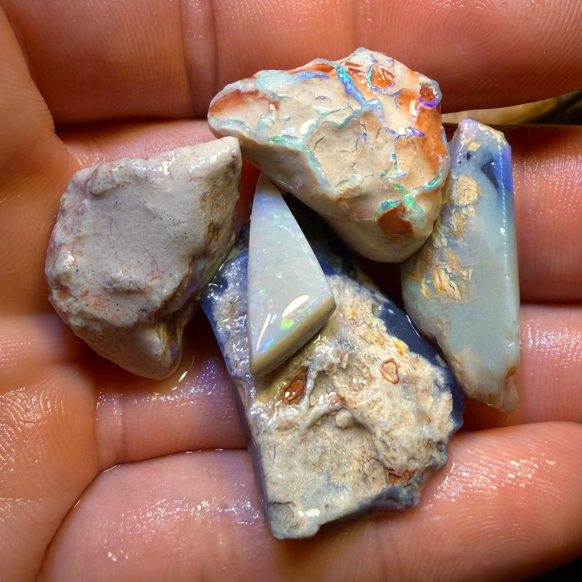 91.2cts - 5x Lightning Ridge Opal Rough Parcel