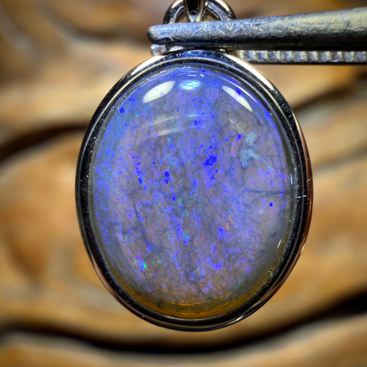 Sterling Silver - Solid South Australian Crystal Opal Pendant