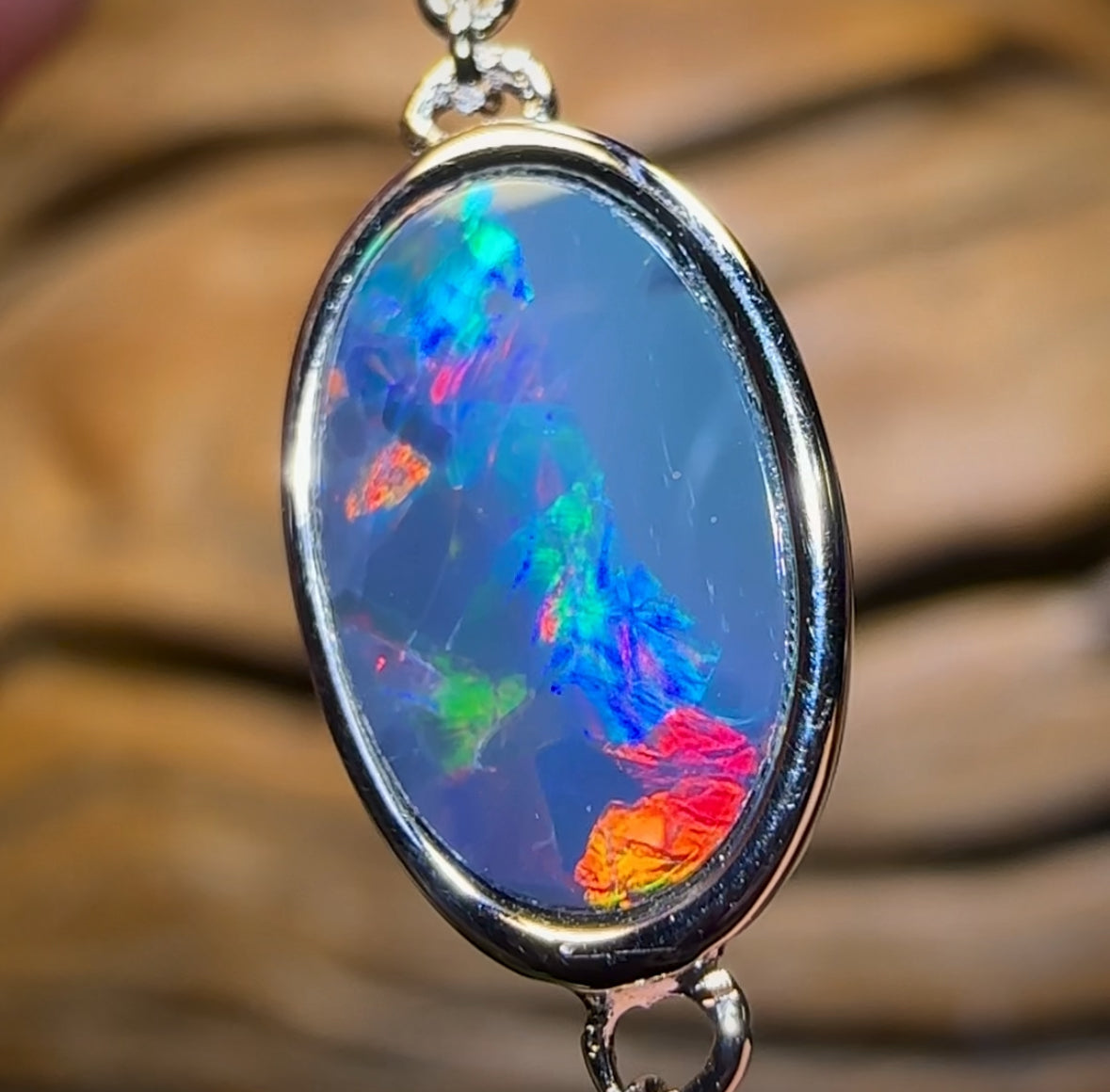Sterling Silver - Australian Boulder Doublet Opal Bracelet
