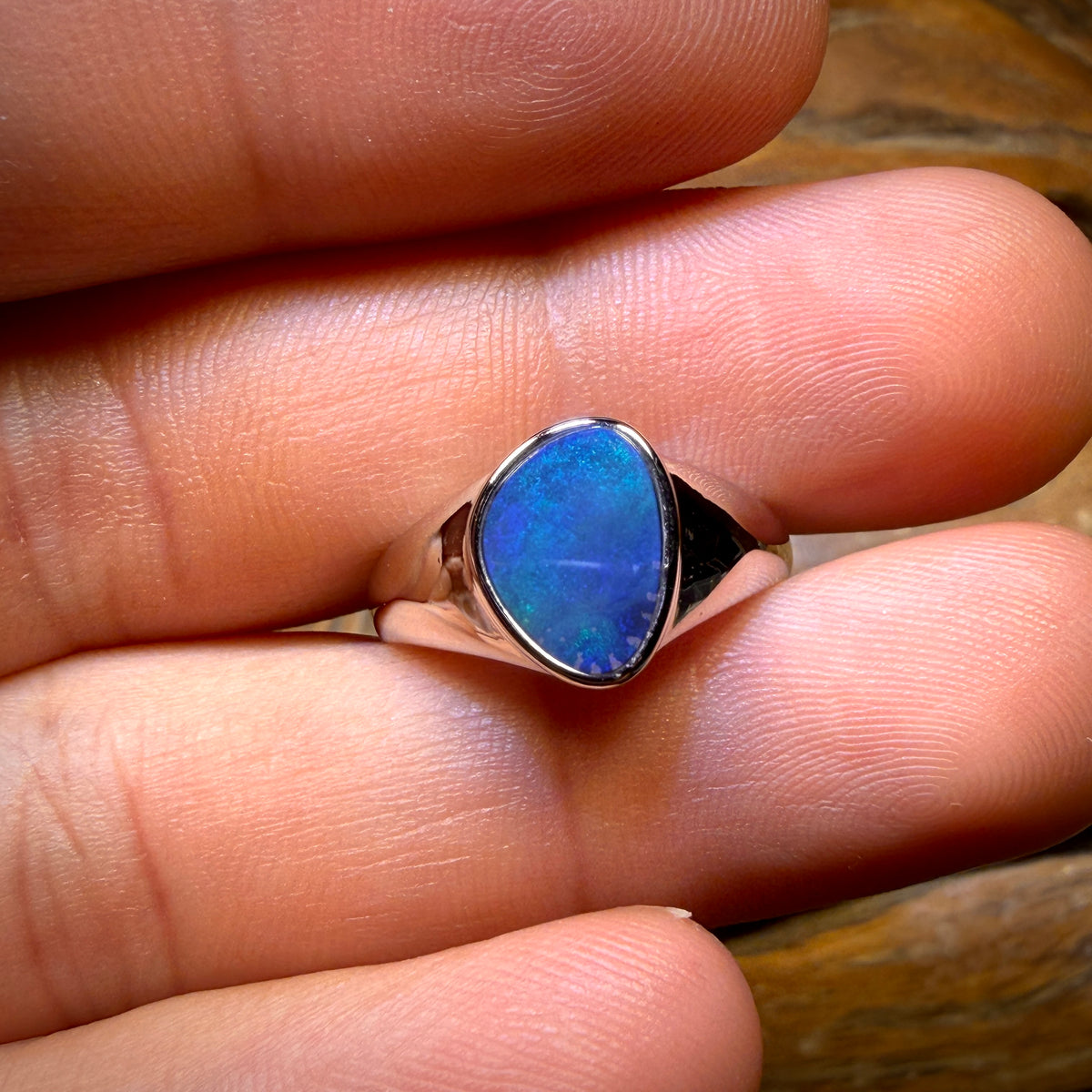 🔨 AUCTION 🔨 Sterling Silver - Queensland Boulder Opal Doublet Ring Unisex