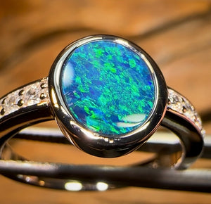 St. Silver - Queensland Boulder Opal Doublet Ring - Opal Whisperers