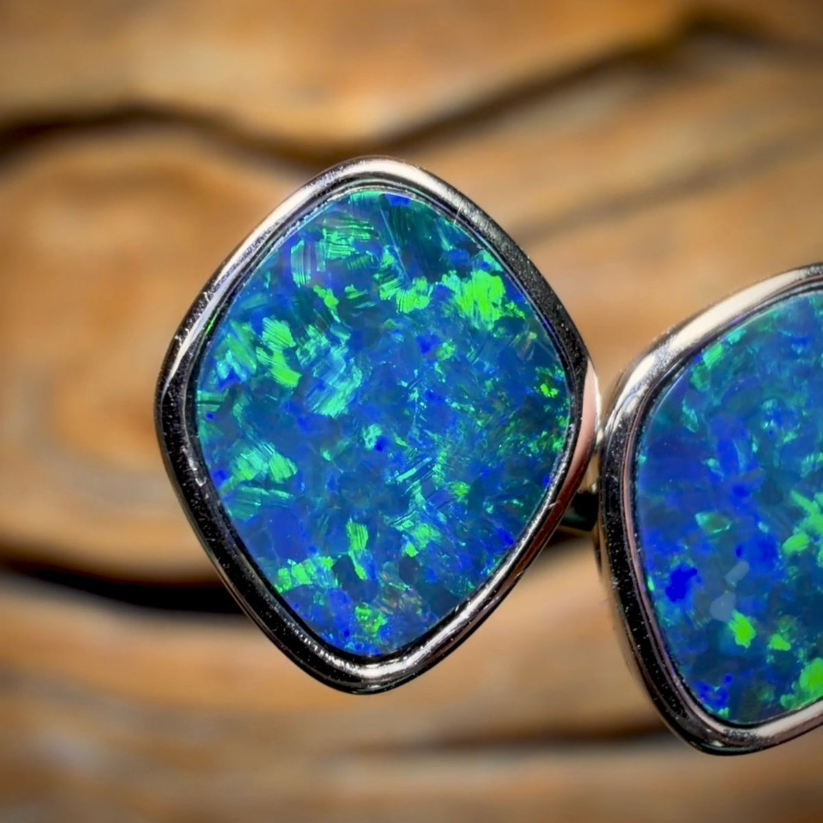 14k White Gold - Classic Queensland Boulder Doublet Earrings Great Size