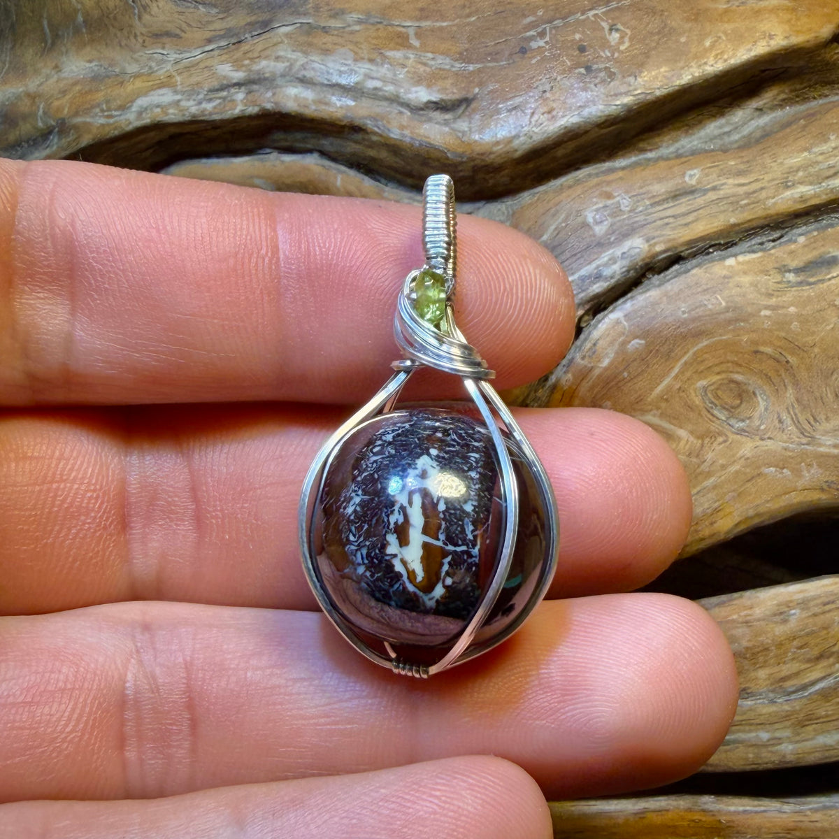 Sterling Silver - Yowah Nut Opal Bead Pendant