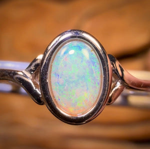 Bague en argent sterling avec opale de cristal d'Australie du Sud