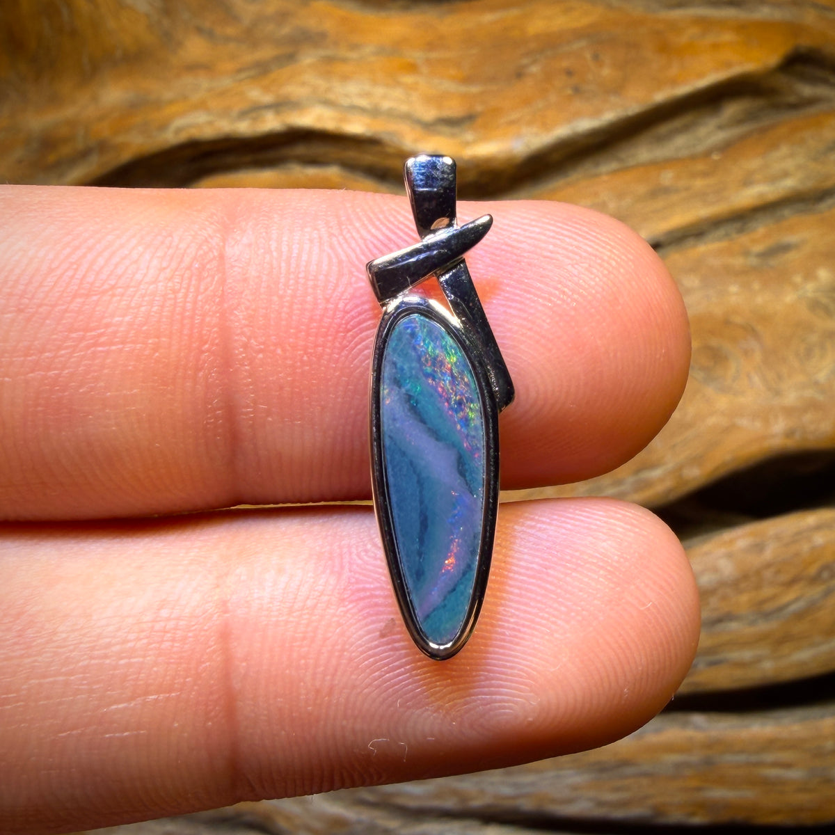 WILDCARD! Sterling Silver - Queensland Boulder Opal Doublet Pendant