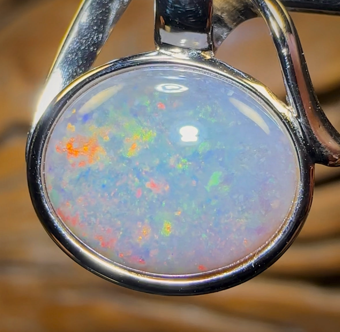 Sterling Silver - Solid South Australian Dark Opal Pendant