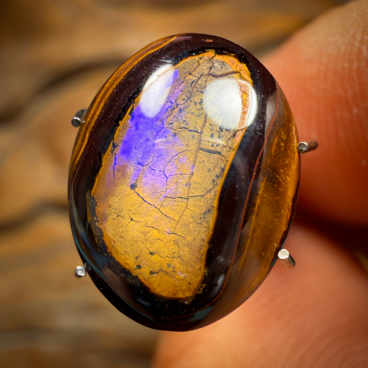 5.2cts - Yowah Nut Crystal Centre Purple Suspended Kernel Australian Opal.