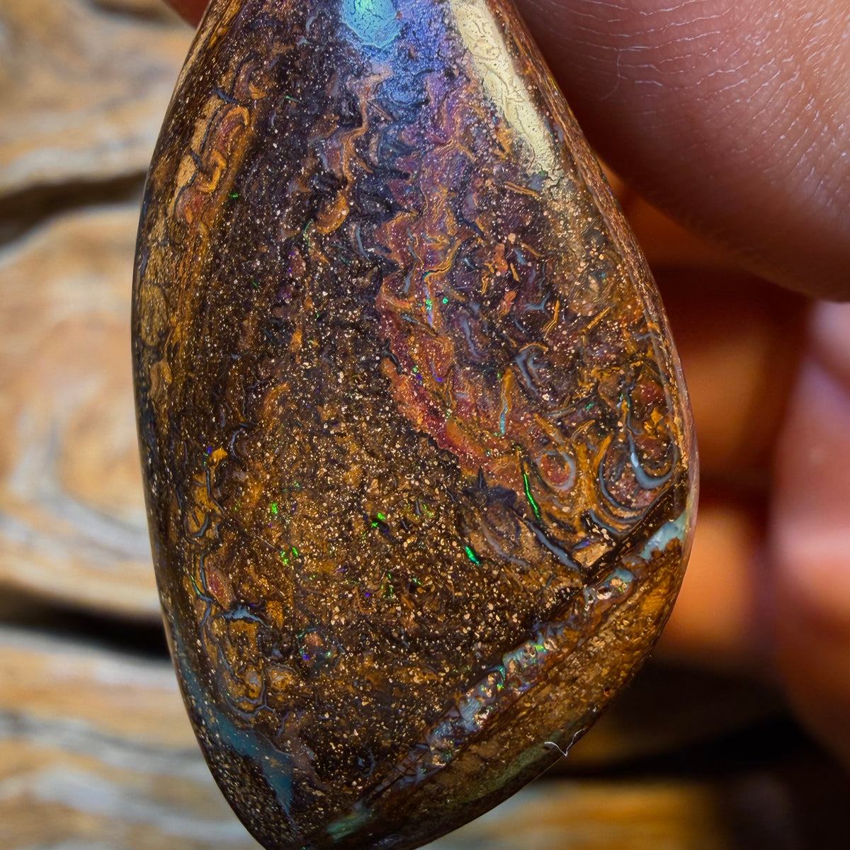 HDW 38 x 21mm - Drilled Tribal Queensland Boulder Opal Necklace