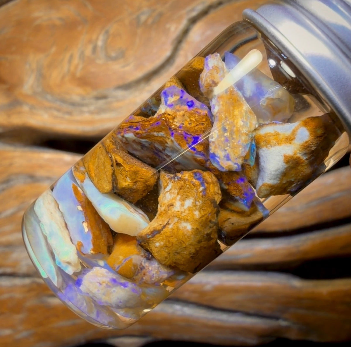 57.1cts - Vial of Yowah Opal Rough w/ Fossil Opal