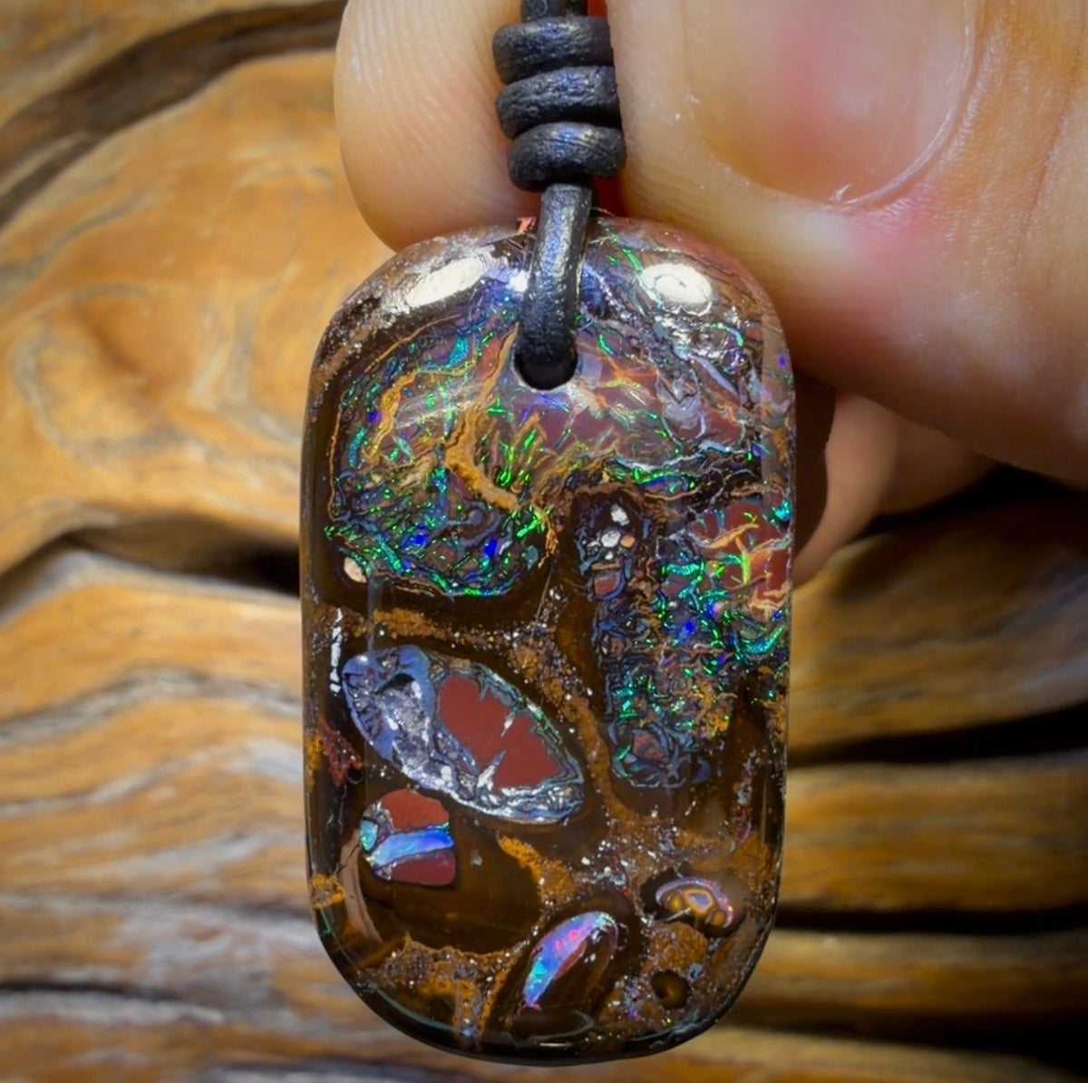 34 x 20mm - Top Drilled Tribal Queensland Boulder Opal Necklace