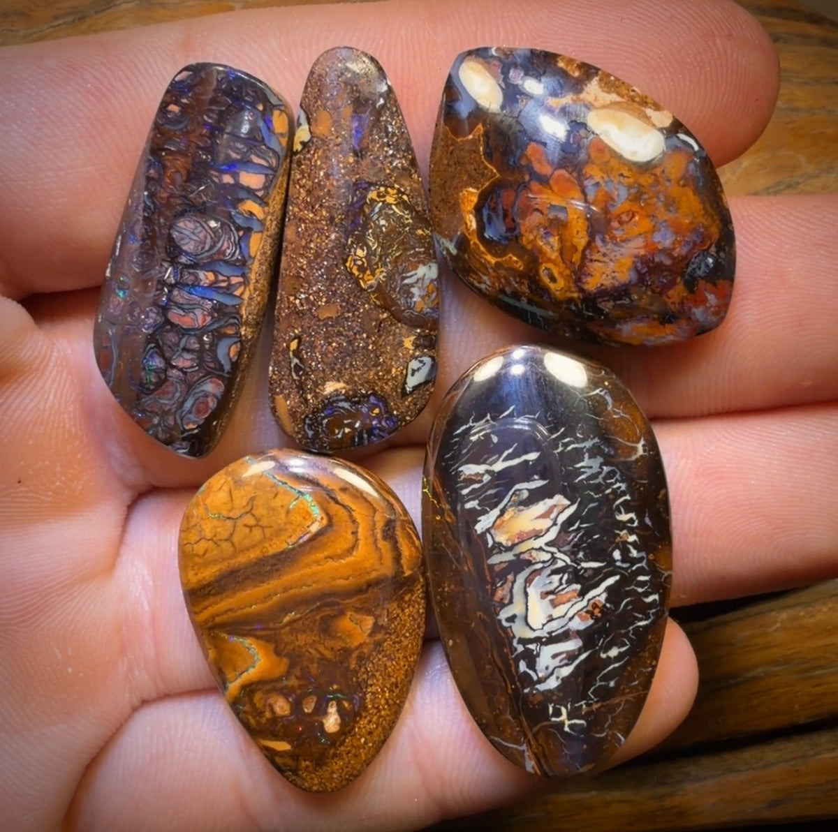 139.9cts - 5x Australian Tribal Boulder Opal’s. Wholesale Dealers Parcel