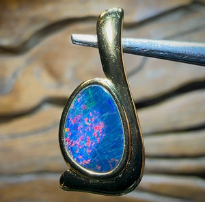 Plated Sterling Silver - Australian Boulder Opal Doublet Pendant. Bargain Line