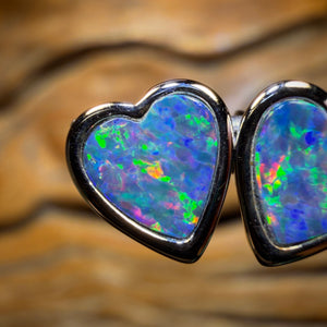 Sterling Silver - Australian Boulder Opal Doublet Stud Earrings