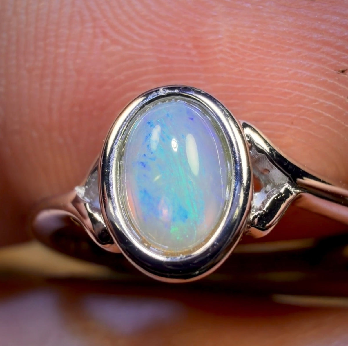 Bague en argent sterling avec opale de cristal d'Australie du Sud