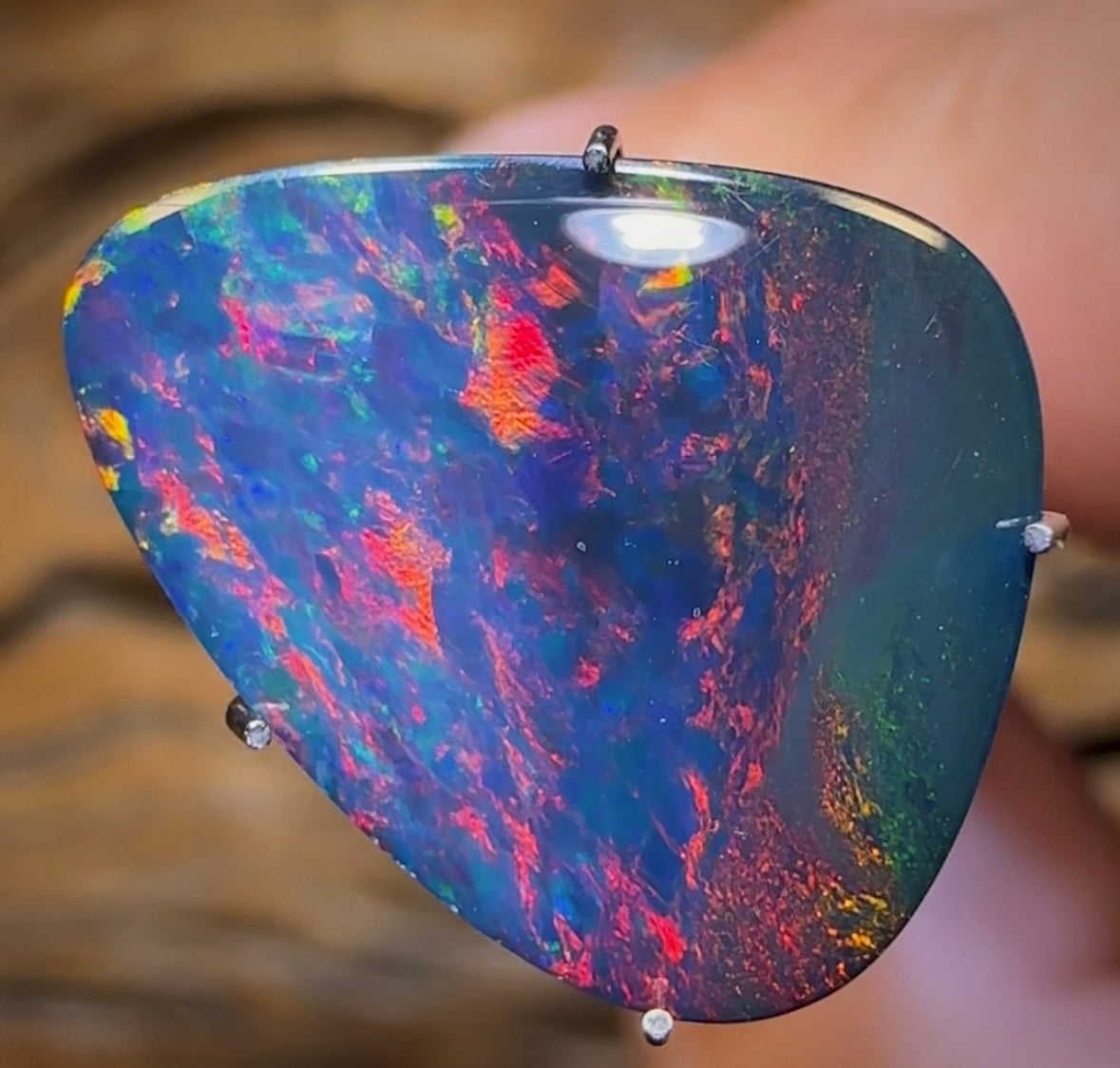 5cts - “Midnights Fire”Australian Boulder Opal Doublet - Opal Whisperers
