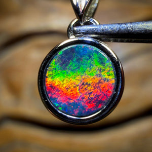 Sterling Silver - “Eclipse”Queensland Boulder Opal Doublet Pendant One Of A Kind
