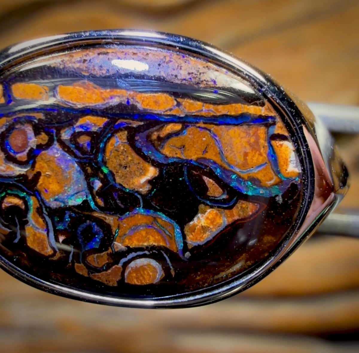 Bague unisexe en argent sterling et opale massive de style tribal