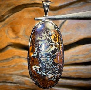 Daddy Storm Sterling Silver - UNISEX Large Solid Tribal Boulder Opal Pendant