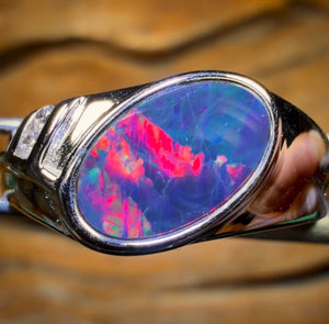 Sterling Silver - Queensland Boulder Opal Doublet Ring UNISEX