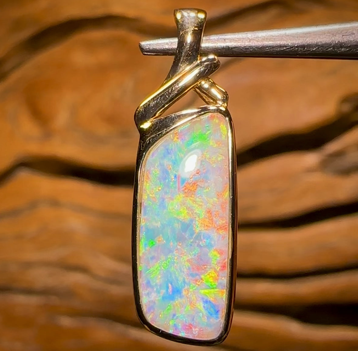 14k Gold - “Your Simply the best” Solid South Australian Crystal Opal Pendant