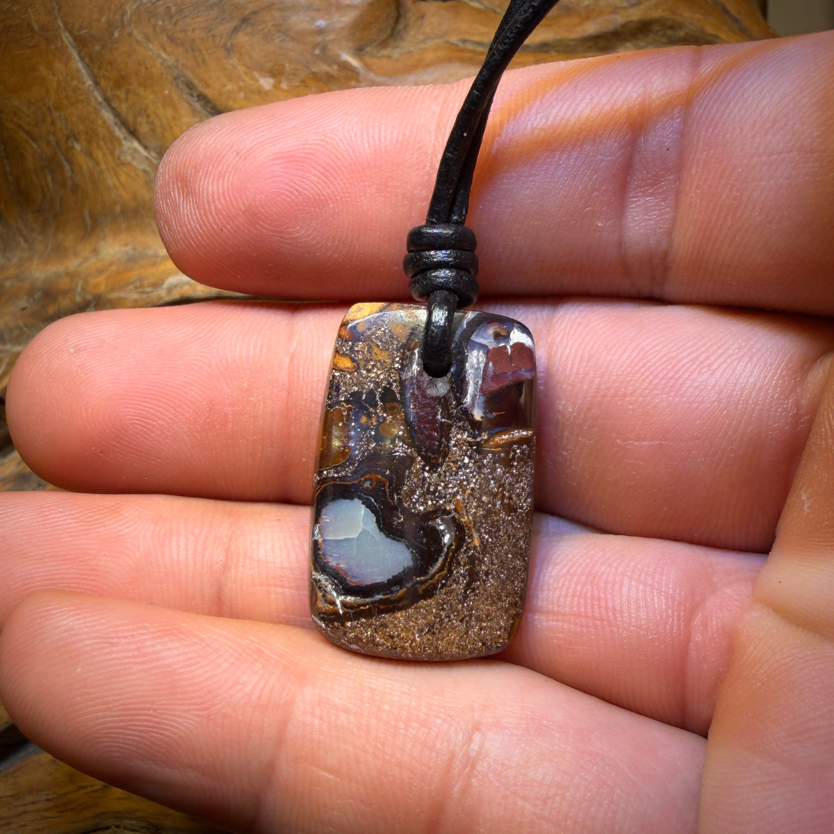 🔨 AUCTION 🔨 No Reserve  28 x 17mm - Kernel Drilled Queensland Boulder Opal Kernel Necklace