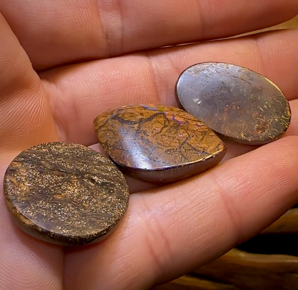 🔨 AUCTION 🔨 No Reserve 59.3cts - 3x Loose Queensland Boulder Opals. Parcel