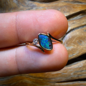 14k Gold - NEW Isaac Design Solid Queensland Boulder Opal Ring