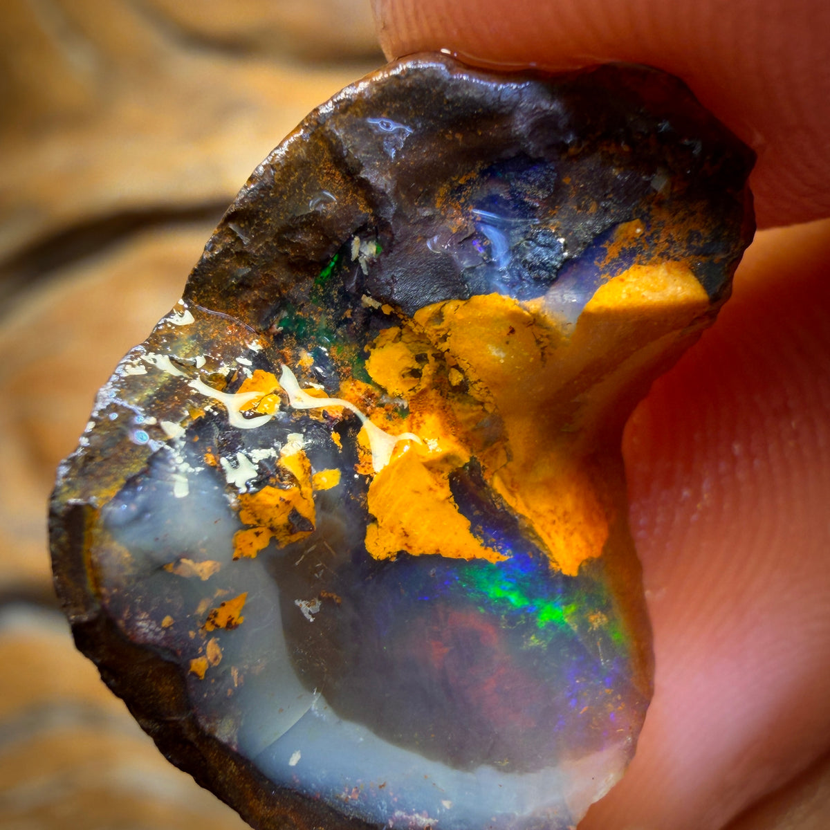 20.1cts - Wow! Partial Yowah Nut Crystal Centre Opal Rough Piece