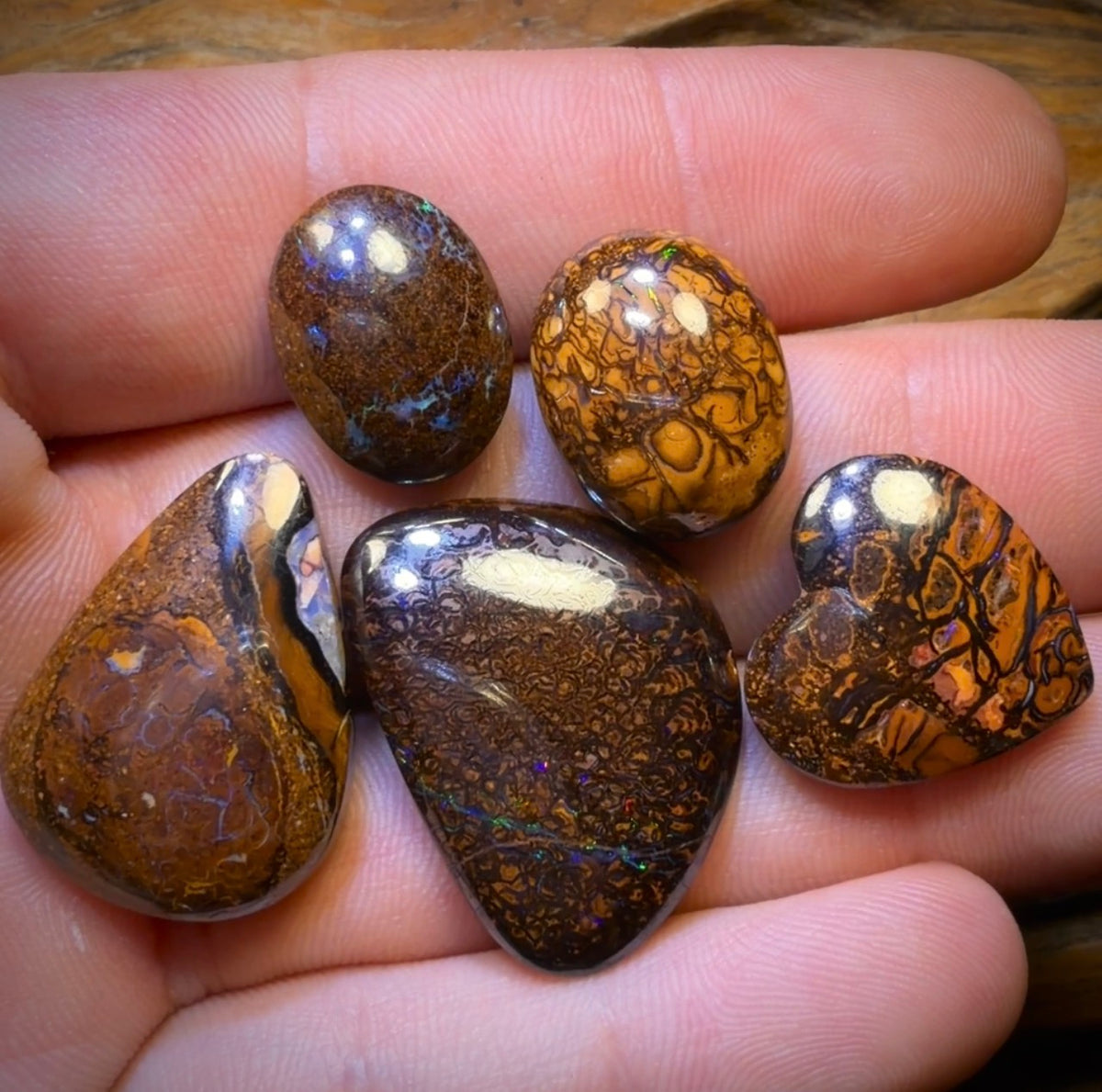 48 hour Vip Crazy Offer 99.8cts - 5x Australian Tribal Boulder Opal’s. Wholesale Dealers Parcel