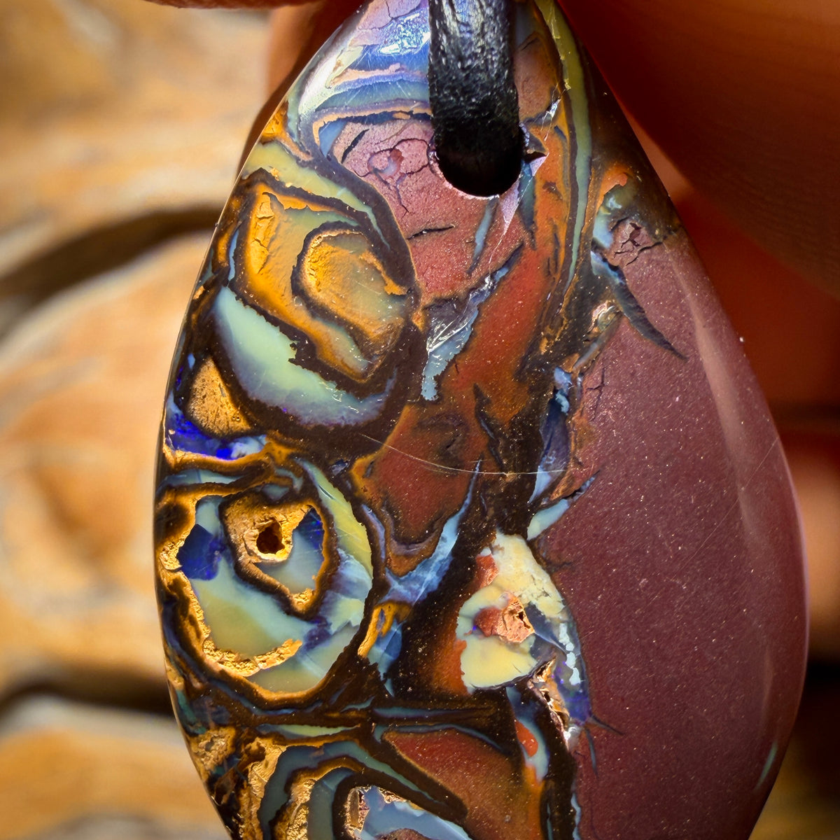 For VIK 🤩 34 x 19mm - Drilled Tribal Queensland Boulder Opal Necklace