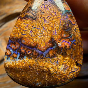 Bargain Card! 38 x 28mm - Drilled Tribal Queensland Boulder Opal Necklace