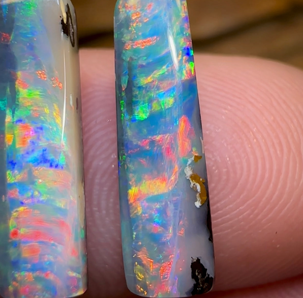 4.6cts - GEM Queensland Boulder SOLID Seam Opal Pair - Opal Whisperers