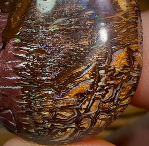 86.9cts - Australian Boulder Opal. Black Tribal Pattern