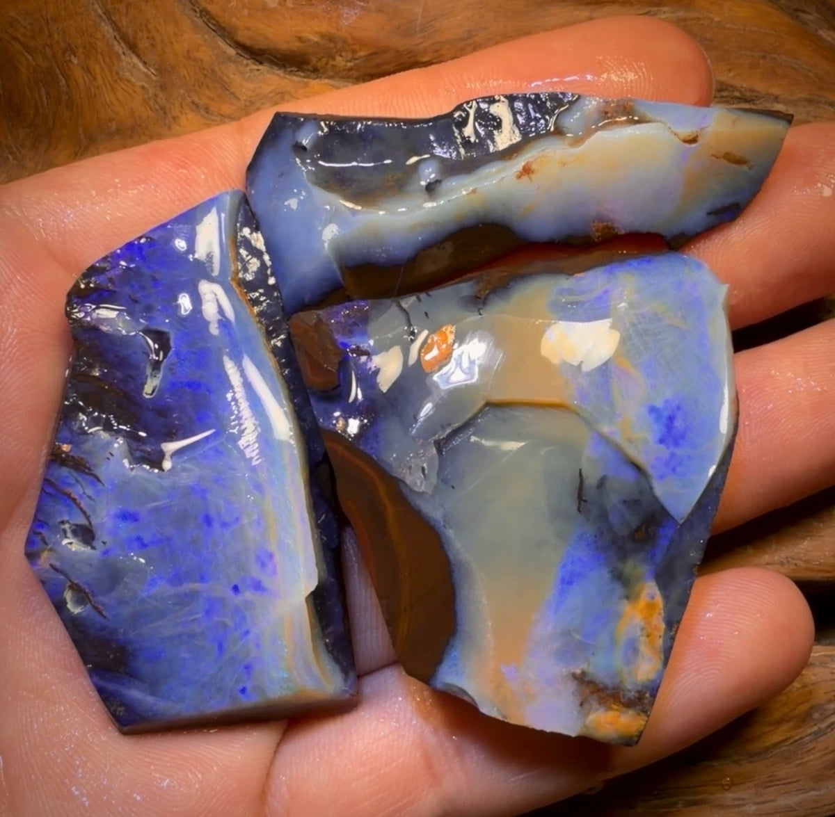 🔒 I’ve Got the Blues Collection 391.6cts - 3x Australian Boulder Seam Opal Rough Parcel