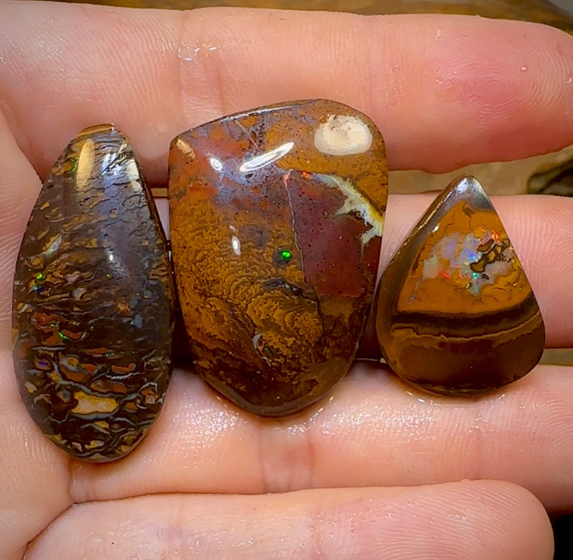 147.4cts - 3x Australian Boulder Opal Rubs. Yowah Opal - Opal Whisperers