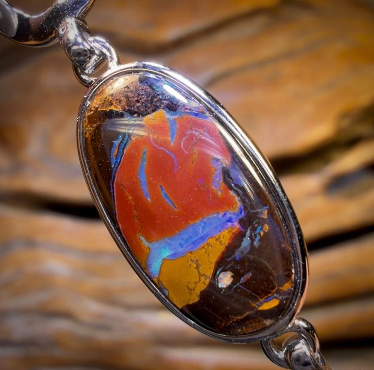 Best Design Sterling Silver - Solid Top Tribal Australian Boulder Opal Bracelet