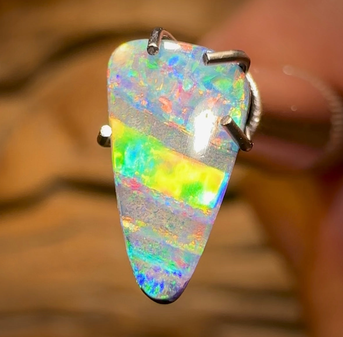 0.95cts - “Sweet Sunset Striation”Queensland Boulder Opal from Winton - Opal Whisperers