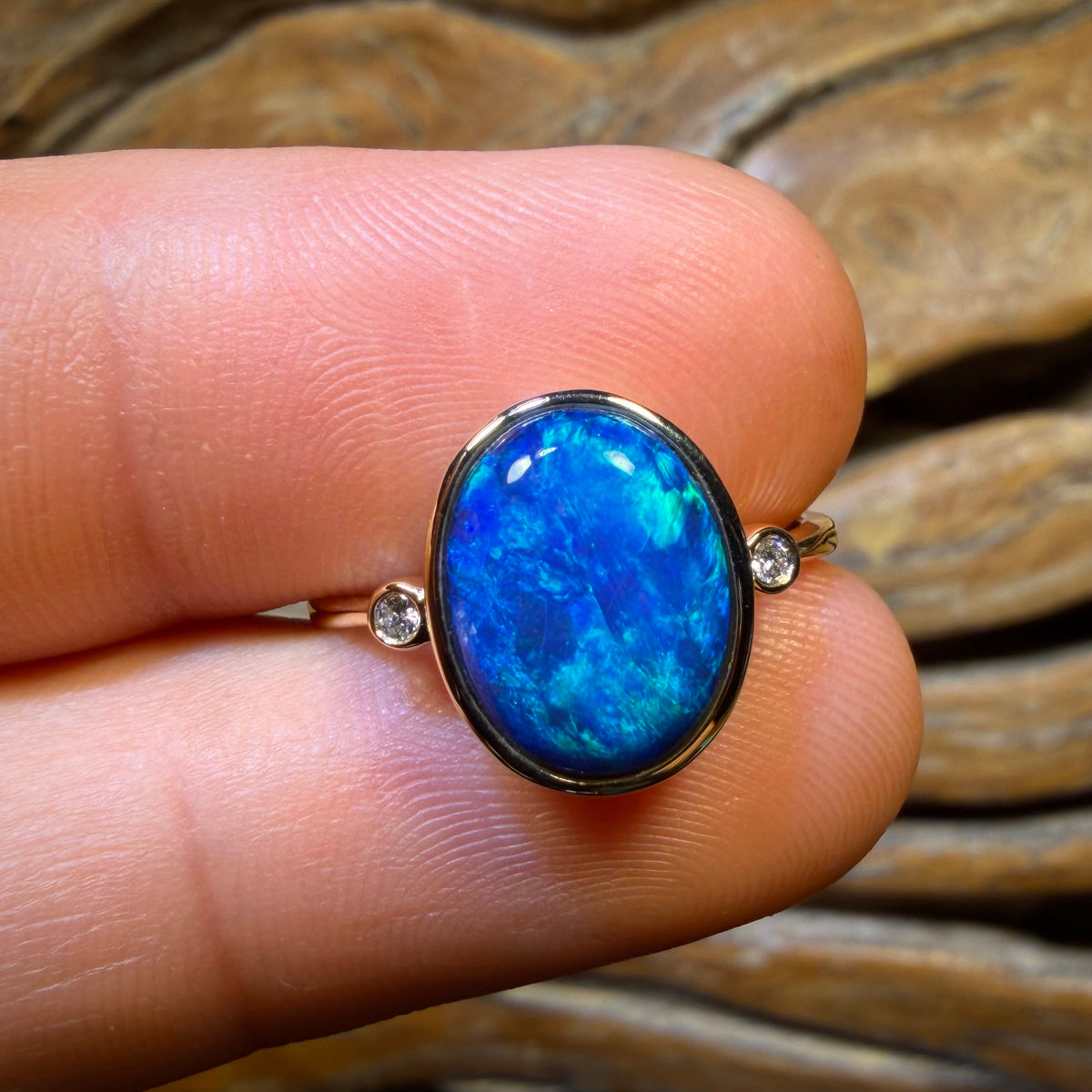 10k Gold - Australian Black Opal Doublet Ring