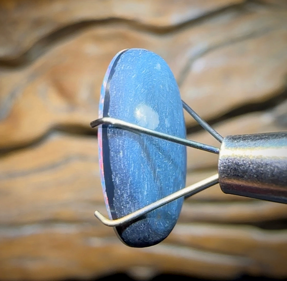 4.9cts - Lightning Ridge Black Opal Doublet. Old School - Opal Whisperers