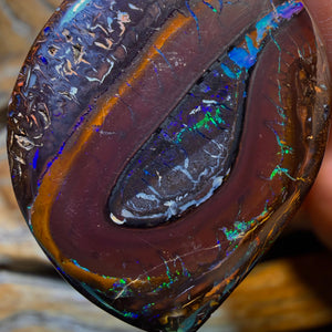 38 x 27mm - “Wale” Drilled Tribal Queensland Boulder Opal Picture Stone Necklace