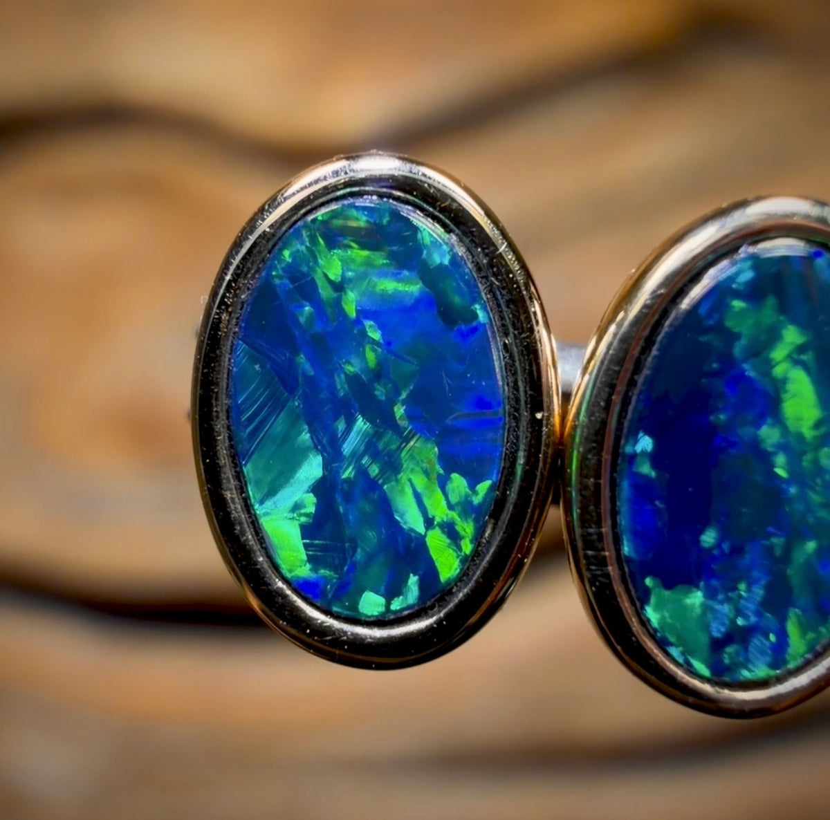 14k Gold - Classic Queensland Boulder Doublet Opal Earrings
