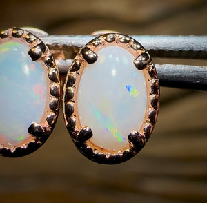 Sterling Silver Plated - South Australian Crystal Opal Stud Earrings