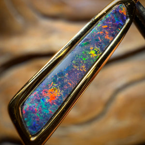 Sterling Silver Gold Plated - Queensland Boulder Opal Doublet Pendant Great Red