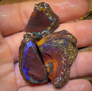 🔒157,6 cts - Lot de 3 opales brutes Yowah Nut. Opale boulder australienne