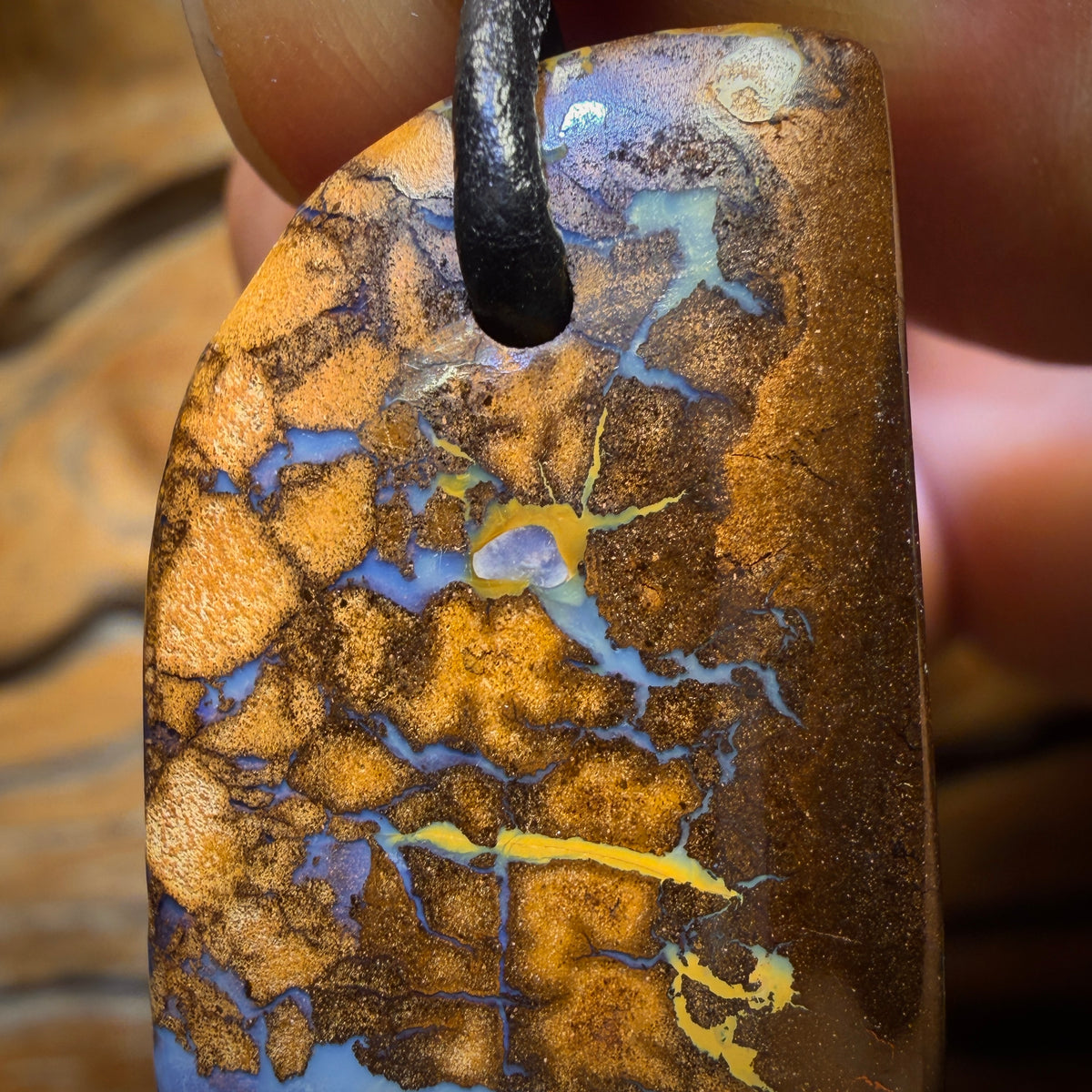 Bargain Card! 41 x 19mm - Drilled Tribal Queensland Boulder Opal Necklace
