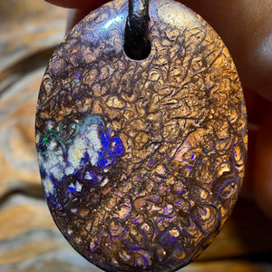 WildCard! 27 x 20mm - Drilled Tribal Queensland Boulder Opal Necklace